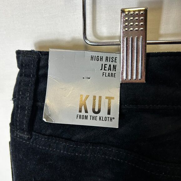 Kut From The Kloth NWT Women's Black Velvet High Rise Flare Jeans Size 12 - Picture 8 of 15